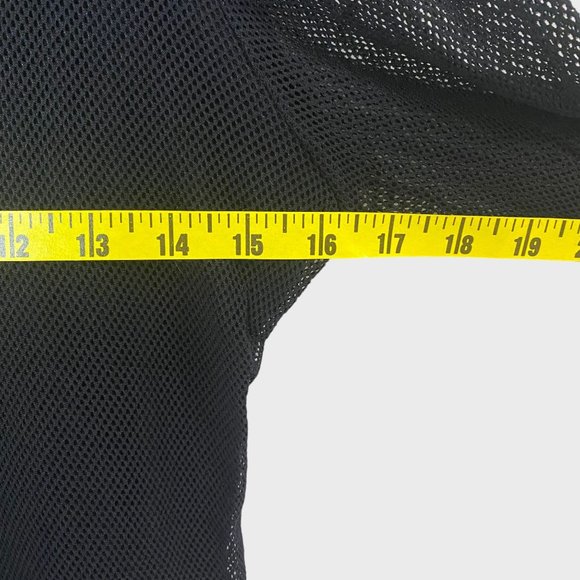 Isabel Leather & Mesh Button-Up Blouse Womens Medium Black Abstract Panel Top - Picture 13 of 14